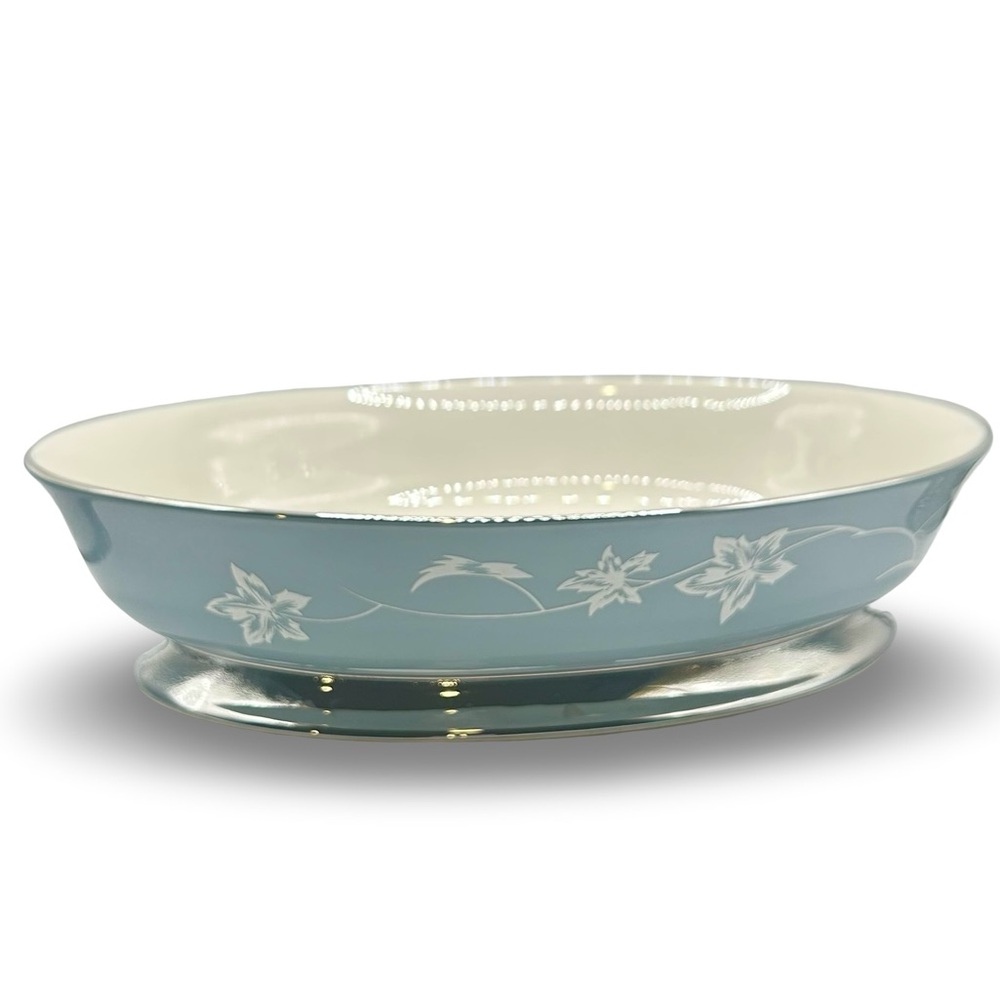 Flintridge China Misty Leaf Strata Blue 8" Vegetable Serving Bowl USA California